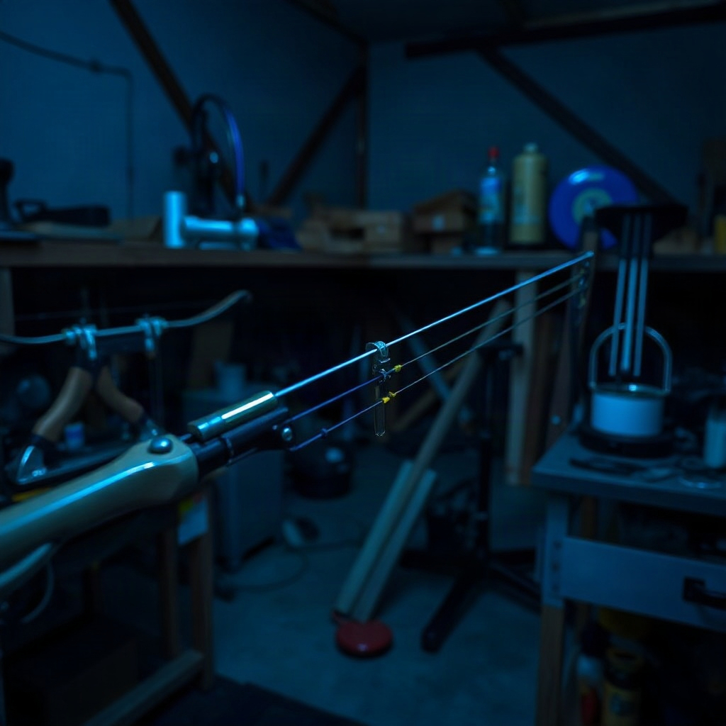 Recurve riser under midnight workshop light